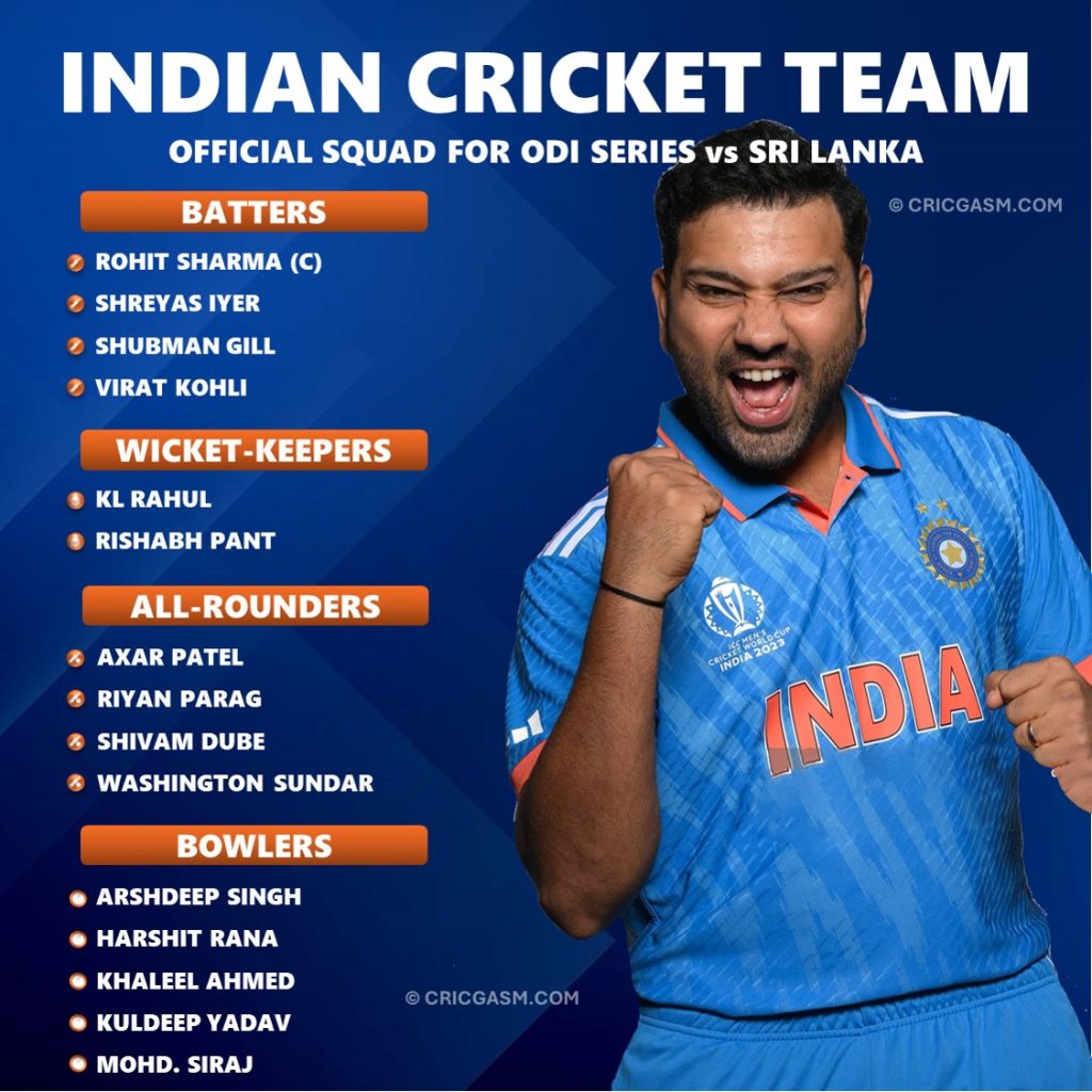 India vs Sri Lanka 2024 ODI and T20 Squad - Check Final List