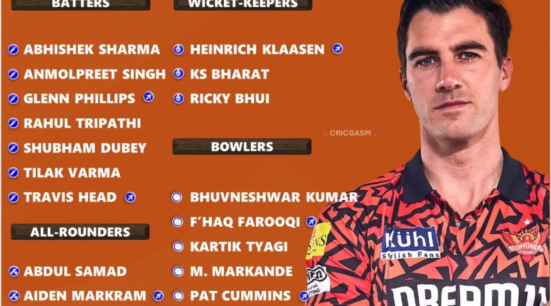 IPL 2025 Best Possible Squad List for Sunrisers Hyderabad (SRH)