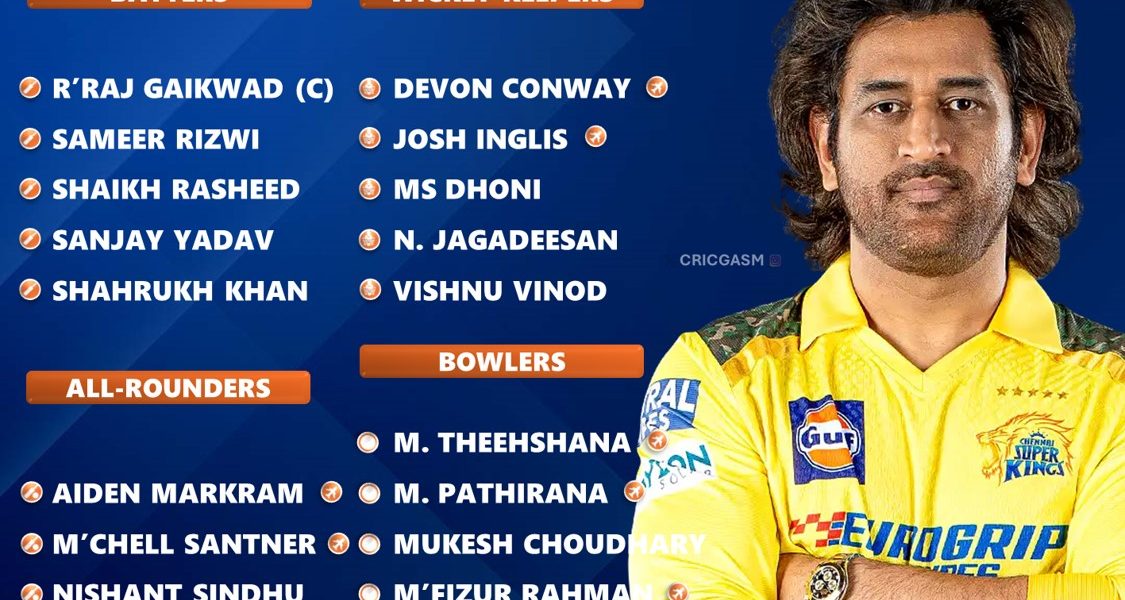 IPL 2025 Chennai Super Kings (CSK) Confirmed Squad List