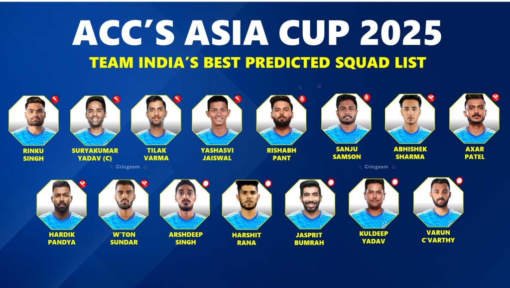 Asia Cup 2025 Team India Best Predicted Squad and Key Players