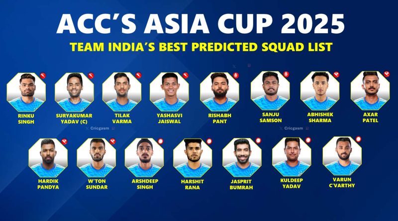 Asia Cup 2025 Team India Best Predicted Squad and Key Players